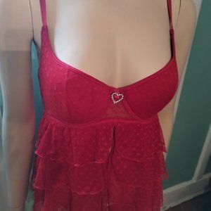 Fredericks Of Hollywood Sexy Red Ruffle 2 Piece Set Size Large